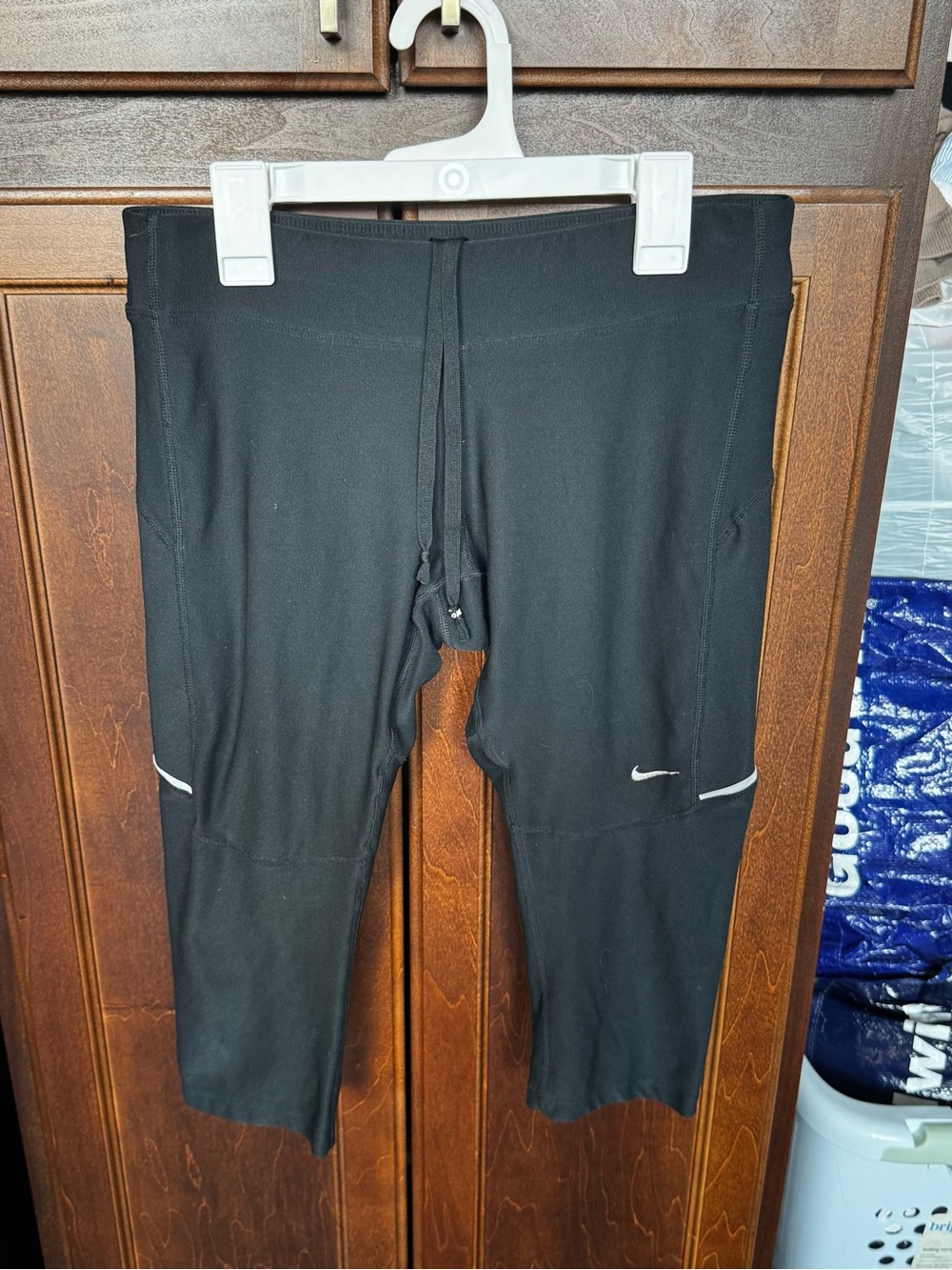Nike Dri-FIT Y2K Vintage Black Cropped Running Leggings Capri Pants Size Medium